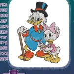 Scrooge McDuck and Daisy Duck with doll cartoon embroidery designs - Instant Download
