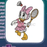 Daisy Duck Badminton Player Pink Outfit Embroidery Designs - Instant Download