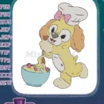 Happy Little Dog Chef with Bowl Sweet Treat Embroidery Designs - Instant Download