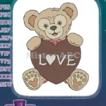 Cute teddy bear holding love heart embroidery designs - Instant Download