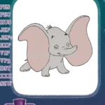 Cute baby elephant with big ears embroidery designs - Instant Download