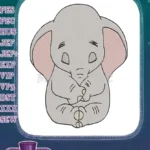 Charming Grey Baby Elephant Animal Embroidery Designs for Kids - Instant Download