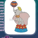 Adorable Dumbo elephant circus act balancing ball embroidery designs - Instant Download