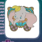 Cute Dumbo baby elephant in circus parade cart embroidery designs - Instant Download