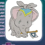 Adorable Dumbo elephant with flag and bow hat embroidery designs - Instant Download