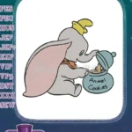 Cute Dumbo elephant reaching for animal cookies embroidery designs - Instant Download
