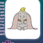 Cute baby Dumbo elephant with yellow hat embroidery designs - Instant Download