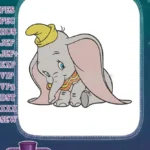 Cute Dumbo baby elephant with hat embroidery designs - Instant Download
