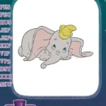 Adorable baby Dumbo elephant cartoon character machine embroidery designs - Instant Download