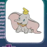 Cute Dumbo baby elephant with big ears embroidery designs - Instant Download
