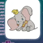 Adorable Dumbo baby elephant with big ears embroidery designs - Instant Download