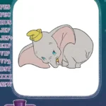 Cute Dumbo flying elephant with yellow hat embroidery designs - Instant Download