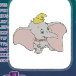Happy Dumbo baby elephant cartoon character embroidery designs - Instant Download