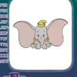 Cute baby elephant Dumbo with big ears embroidery designs - Instant Download