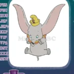 Dumbo Flying Elephant with Timothy Mouse Large Ears Embroidery Designs - Instant Download