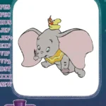 Dumbo flying elephant and Timothy Mouse cartoon embroidery designs - Instant Download