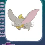 Classic Dumbo flying elephant with big ears embroidery designs - Instant Download