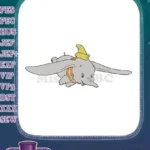 Adorable Dumbo flying elephant with yellow hat embroidery designs - Instant Download