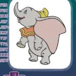 Happy Dumbo elephant cartoon character embroidery designs - Instant Download