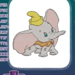 Cute Dumbo baby elephant flying cartoon embroidery designs - Instant Download