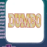 Dumbo movie title striped letter embroidery designs for children's apparel - Instant Download