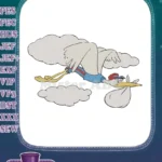 Adorable flying stork delivering newborn baby bundle embroidery designs - Instant Download