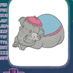 Adorable Dumbo and Mama Elephant Hugging Embroidery Designs - Instant Download