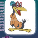 Happy cartoon crow wearing glasses and hoodie embroidery designs - Instant Download