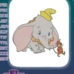 Cute Disney Dumbo Elephant and Timothy Mouse Friendship Embroidery Designs - Instant Download