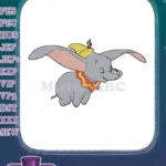 Cute Dumbo Flying Elephant with Timothy Mouse embroidery designs - Instant Download