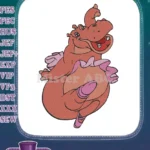 Cute Pink Ballerina Hippo Dancing Hippo Embroidery Designs - Instant Download