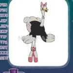 Funny Ostrich Ballerina with Pink Bow Embroidery Designs - Instant Download