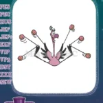 Comical Pink Flamingo Juggling Goofy Objects Embroidery Designs - Instant Download