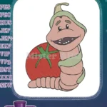 Adorable Cartoon Worm and Red Tomato Vegetable Embroidery Designs - Instant Download