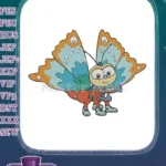 Happy cartoon butterfly character giving thumbs up embroidery designs - Instant Download