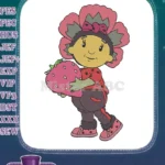 Cute flower girl holding strawberry embroidery designs - Instant Download