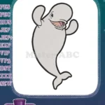 Happy Beluga Whale Cartoon Ocean Animal Embroidery Designs - Instant Download