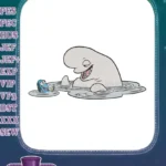 Happy Beluga Whale and Dory Fish Cartoon Embroidery Designs - Instant Download