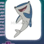 Adorable blue spotted whale shark cartoon embroidery designs - Instant Download