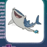 Destiny the whale shark and Dory cartoon embroidery designs - Instant Download