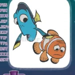 Concerned Dory and Sad Nemo Clownfish Blue Tang embroidery designs - Instant Download