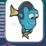 Cute blue fish cartoon embroidery designs for kids - Instant Download