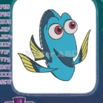 Cute blue tang fish Dory cartoon character embroidery designs - Instant Download