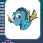 Cute blue tang Dory fish cartoon embroidery designs for kids - Instant Download