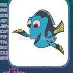 Cute Dory blue tang fish animated movie character embroidery designs - Instant Download