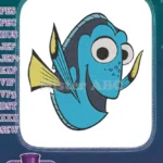 Friendly Blue Tang Dory fish cartoon embroidery designs - Instant Download