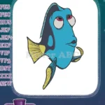 Cute blue tang Dory fish cartoon character embroidery designs - Instant Download