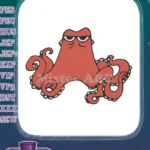 Cool Grumpy Red Octopus with Sunglasses Embroidery Designs - Instant Download