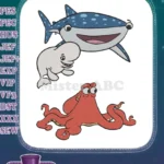 Finding Dory Destiny whale shark Bailey beluga octopus embroidery designs - Instant Download