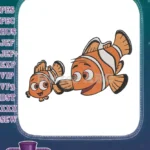 Smiling Marlin Nemo Cartoon Clownfish Ocean Embroidery Designs - Instant Download